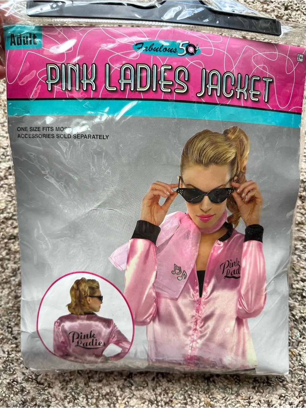 Pink Ladies Halloween Costume Jacket and Scarf Adult Small